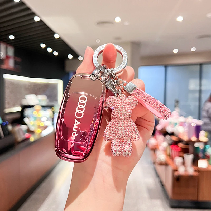 适用于奥迪a6l钥匙套q4etron汽车2023款q7男士a3l包a7l女a8扣q8壳