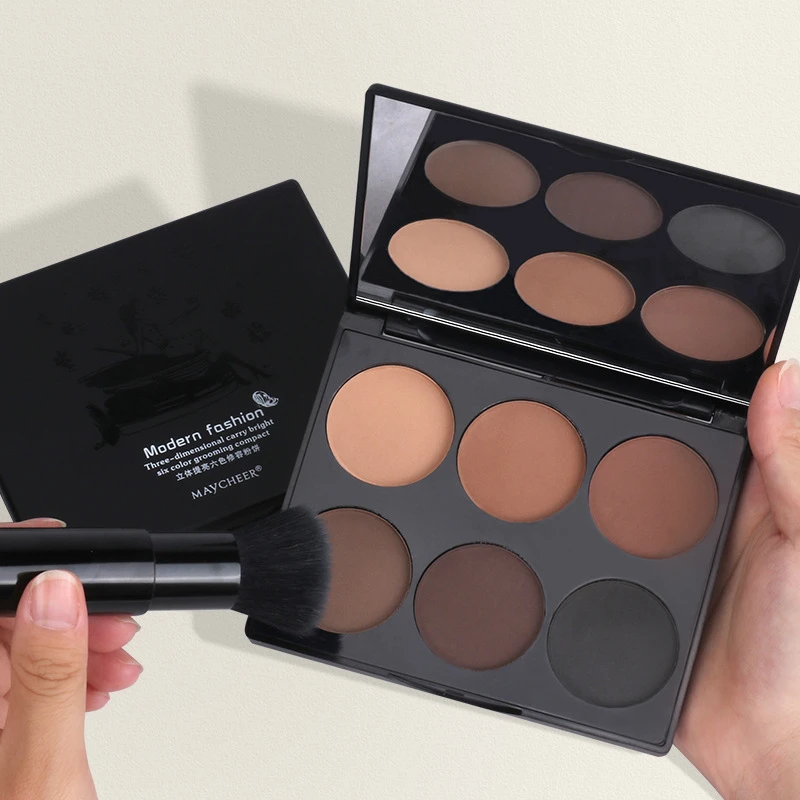 【摩登时代】美茜儿六色提亮修容粉饼  高光阴影组合鼻影哑光侧影