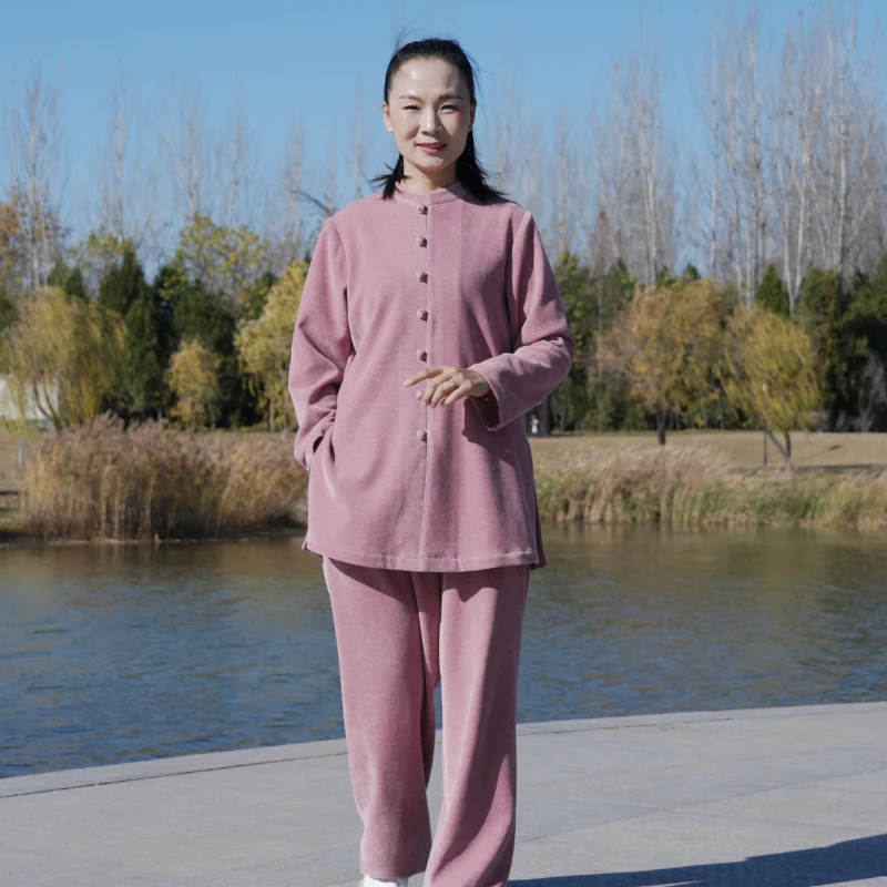 太极服2024秋冬新款保暖练功比赛软绒武术休闲居家服立领中式国风