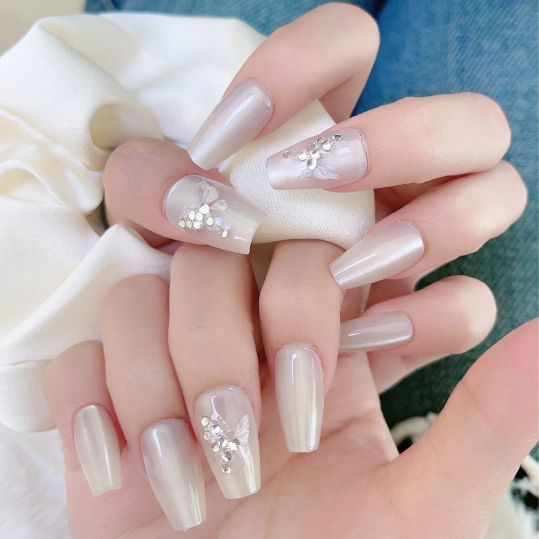 「月光蝶」BLINGFAIRY新款纯手工穿戴美甲冰透渐变流行