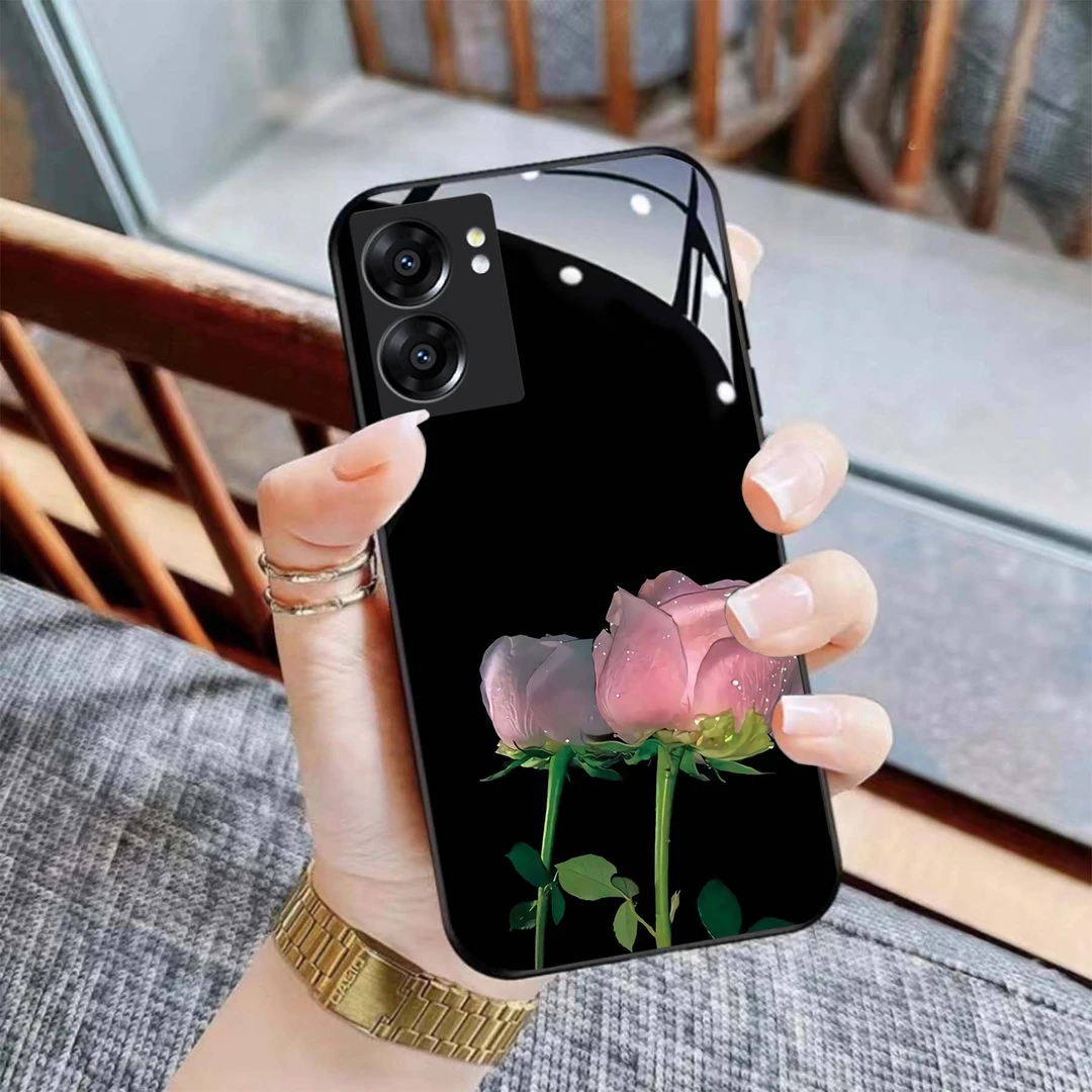 【真我realme V23】网红个性玫瑰钢化玻璃手机壳 高颜值 轻薄防摔刮