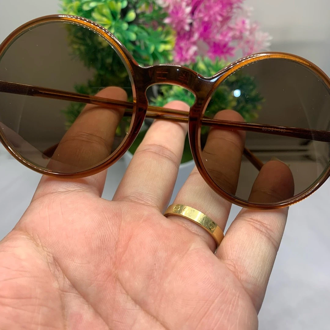 天然水晶茶色石头镜网红防紫外线百搭偏光时尚石头眼镜复古圆全框