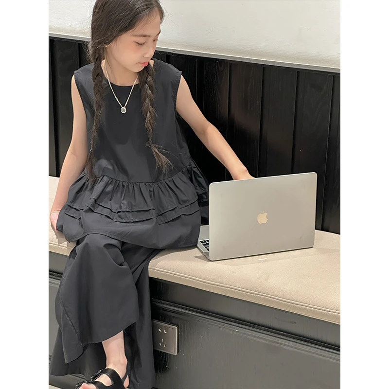 K26833韩国女童套装2025夏季新款儿童背心裤子两件套阔腿裤衣服