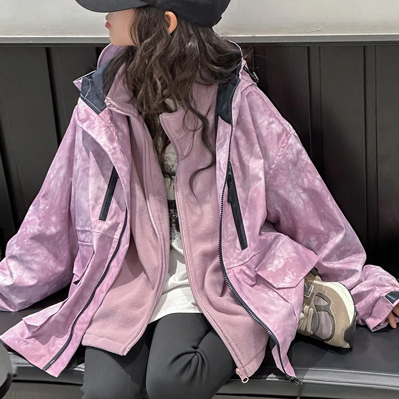 K25011三合一女童冲锋衣儿童洋气外套秋冬新款加厚可脱卸户外童装