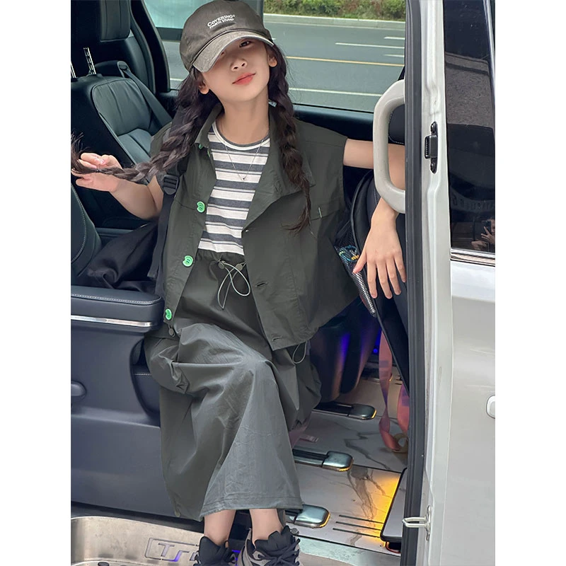 K25793女童套装裙儿童背心裙子两件套夏装新款2025洋气韩版衣服潮