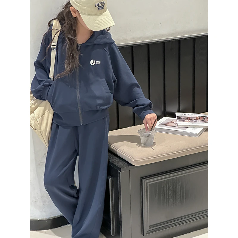 K25891孙小美KIDS女童三件套装2025新款春秋装连帽开衫运动裤子潮