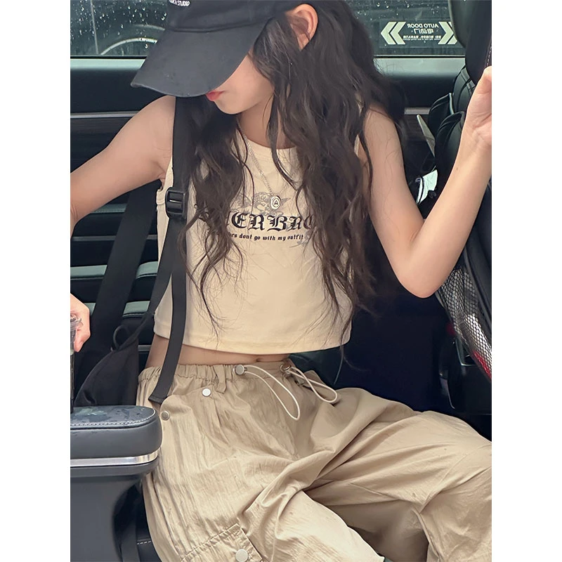 K26576韩国童装女童夏季背心儿童上衣2025新款女大童洋气打底衫夏