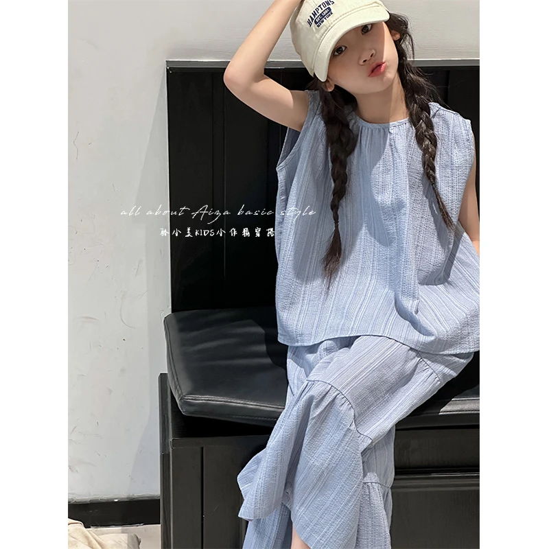 K24306韩国童装女童夏套装儿童无袖两件套2025洋气时髦夏季休闲潮