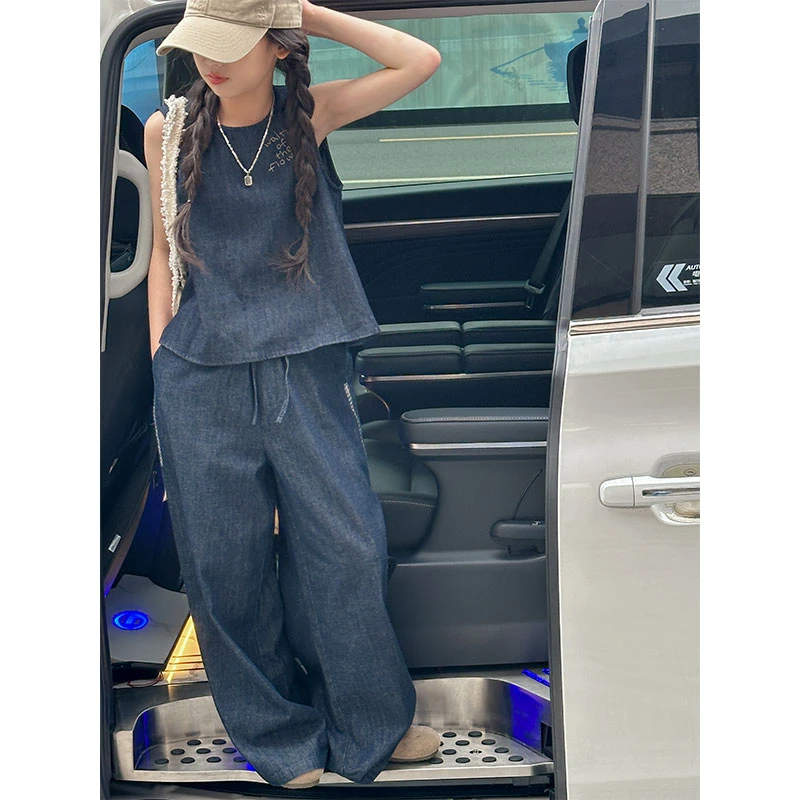 K26592童装女童牛仔套装2025夏季新款儿童背心裤子两件套女孩衣服