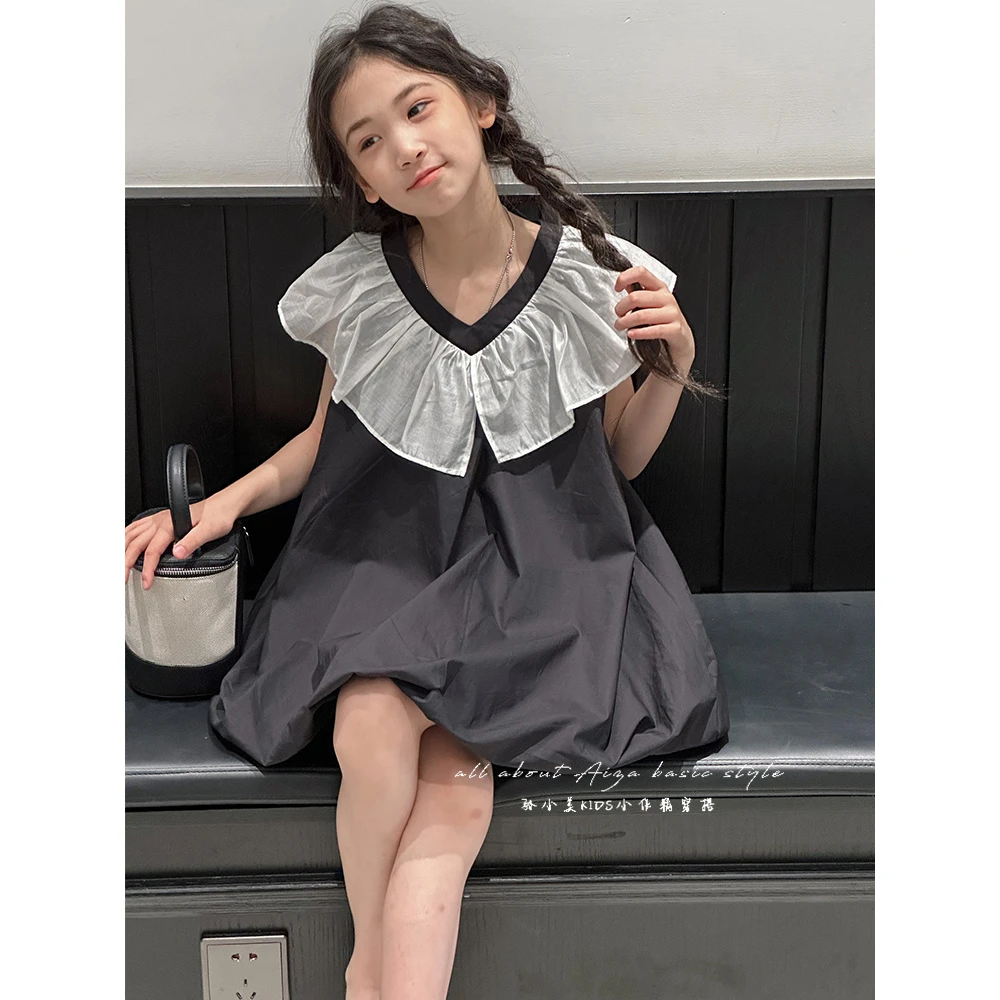 k24370韩国童装高端女童夏装连衣裙2025新款儿童短袖裙子女公主裙