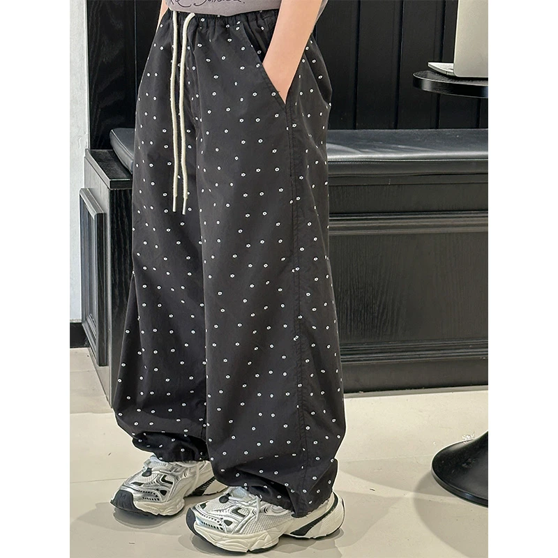 K26578小碎花女童夏季休闲裤2025新款儿童宽松裤子春夏直筒长裤薄