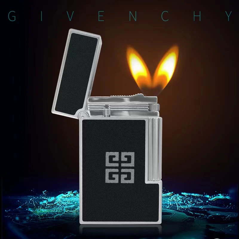 纪梵希纯铜爱心双火朗声侧滑充气打火机送男友情人节礼物