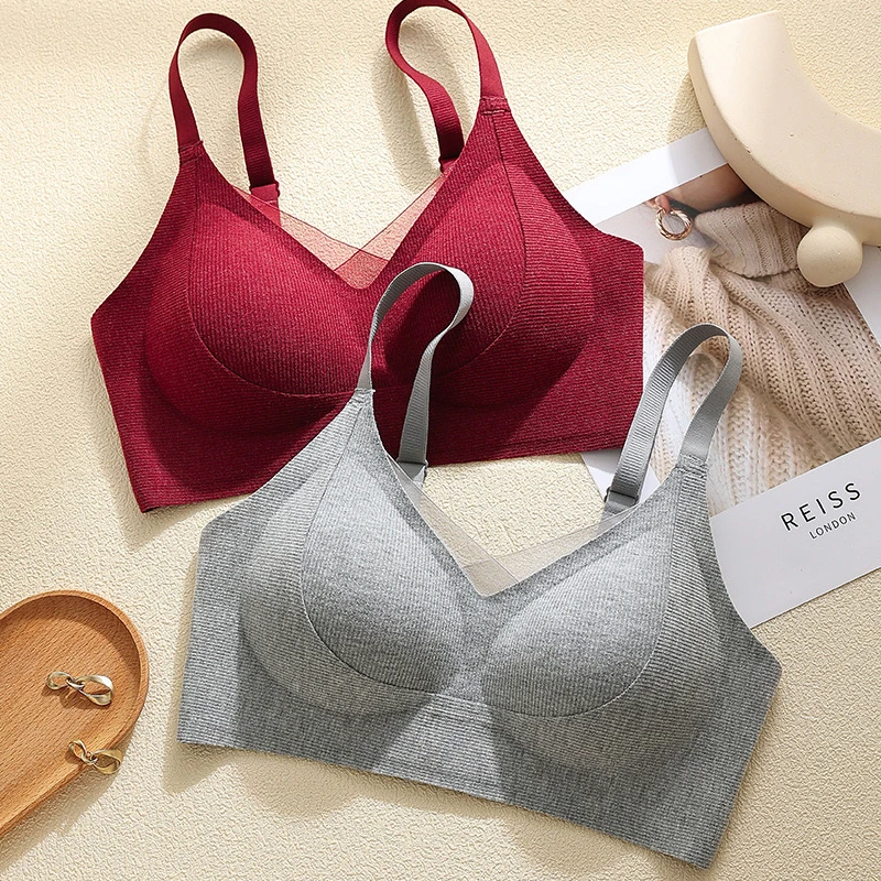 【2件装】无痕提拉防下垂聚拢显胸无钢圈半固定薄款抹胸内衣文胸女