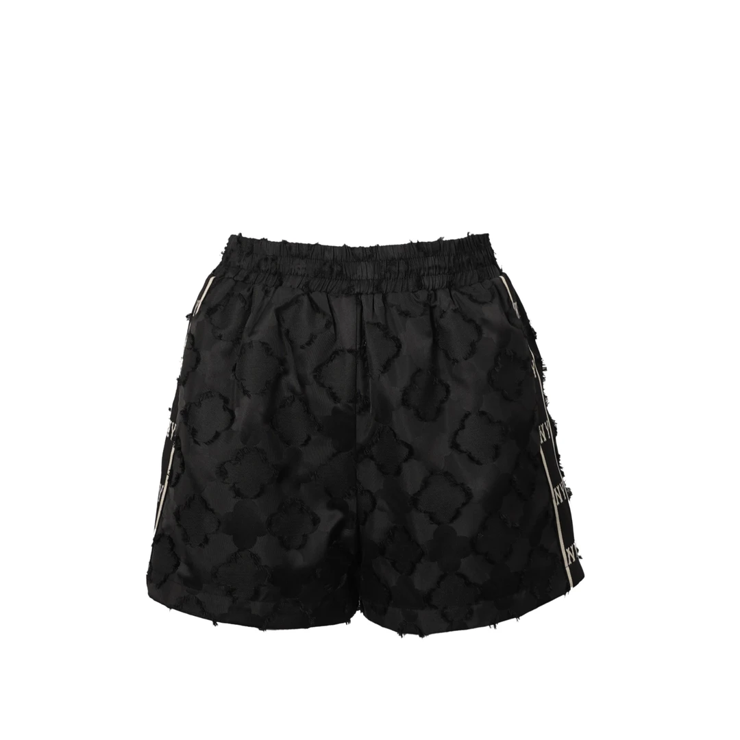 DNCY酷感剪花短裤轻奢时尚休闲女士夏季黑色印花DA41220007