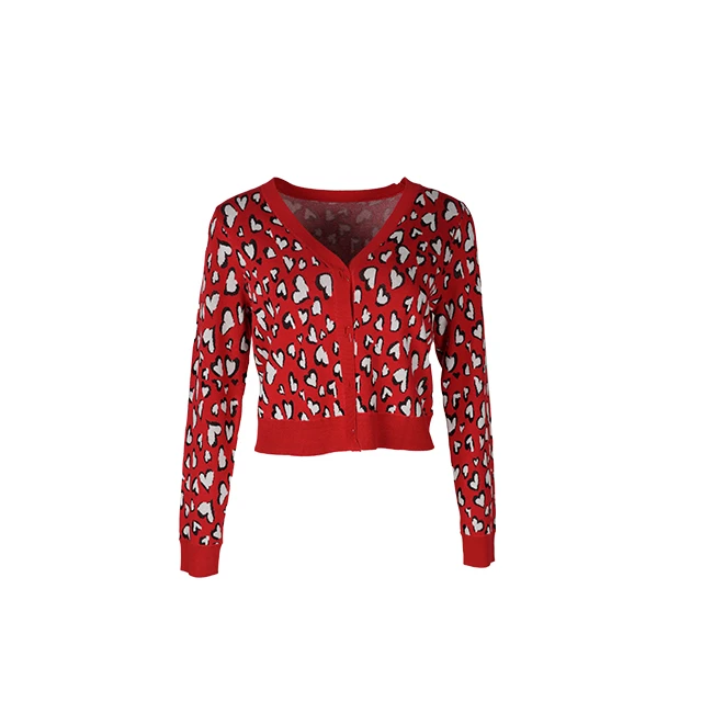 DNCY091/617爱心提花开衫红色打底百搭时尚短款DA31306266