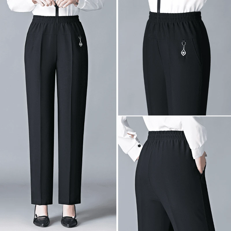 中老年人女裤大码夏季奶奶休闲长裤松紧腰妈妈春秋高腰弹力直筒裤