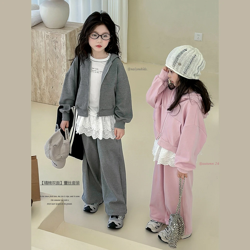 【班花3】女童运动套装2024秋季连帽外套儿童两件套Y5894