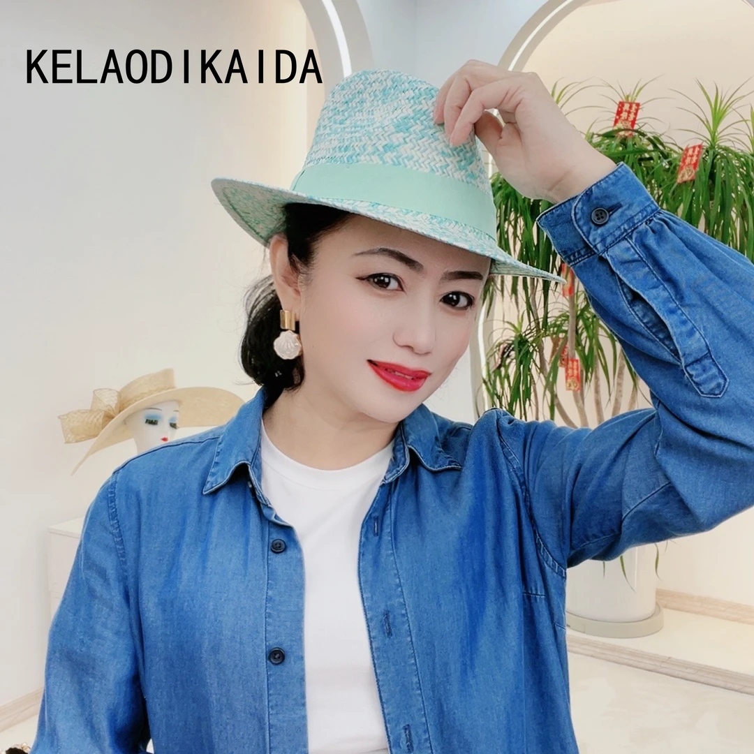 【休闲爵士帽系列】KELAODIKAIDA女士休闲蓝色夏季薄款爵士帽百搭