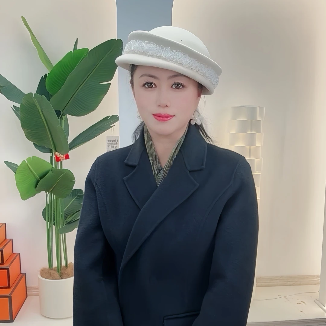 【吉祥如意】KELAODIKAIDA/时尚百搭贵族羊毛优雅花朵钻钻小礼帽