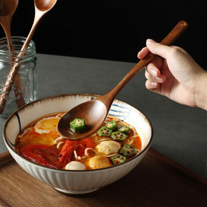 成人木头勺饭勺汤勺调羹餐具创意日式汤匙喝汤日式家用长柄
