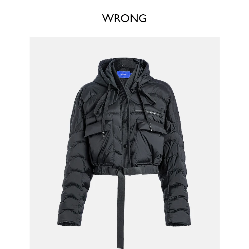 张千万×WRONG黑色落肩长袖短款羽绒服D14Y302022