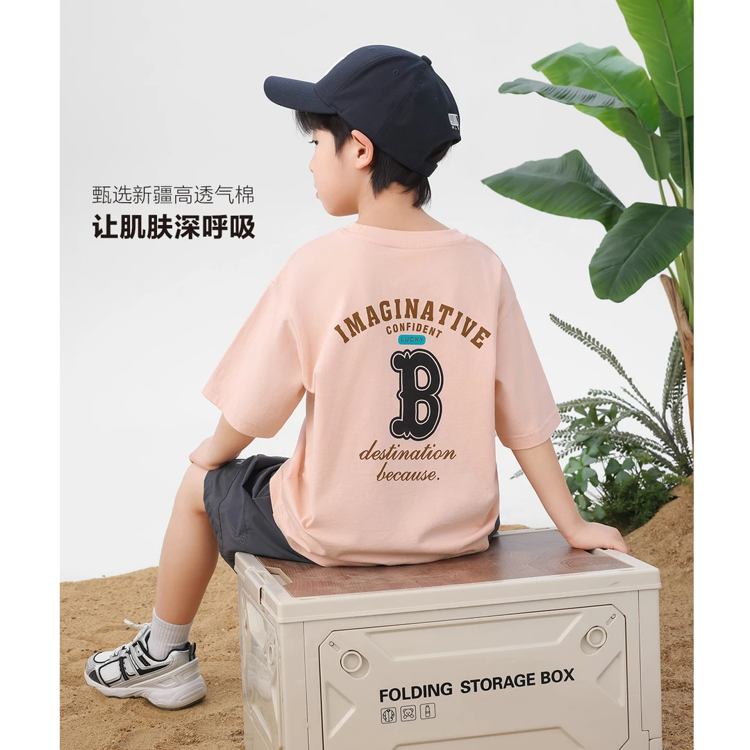 左西童装男童T恤短袖儿童夏装纯棉款男大童夏季男孩上衣ZY242030