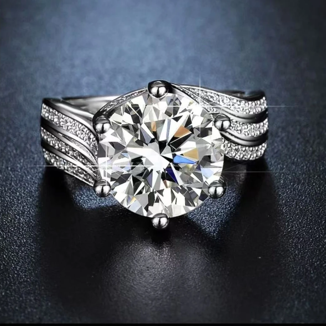 925银莫桑石银制品 【三世情缘】1-5克拉经典时尚手工镶嵌气质款.