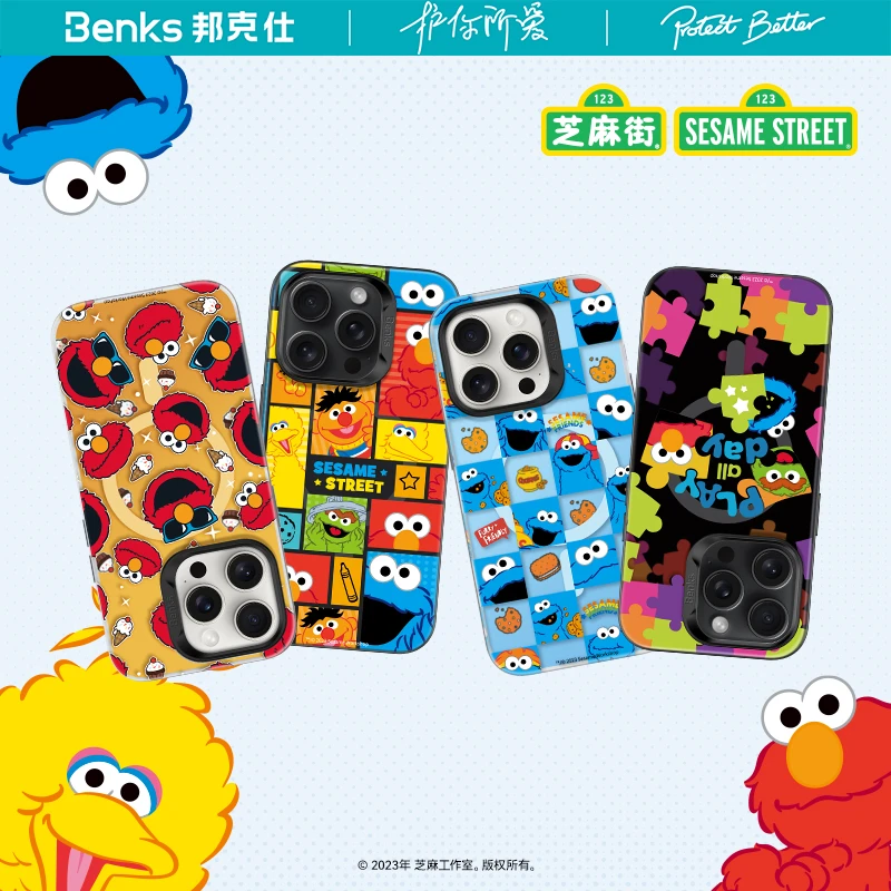 【芝麻街联名】benks适用苹果15ProMax磁吸手机壳iPhone15p防摔卡通