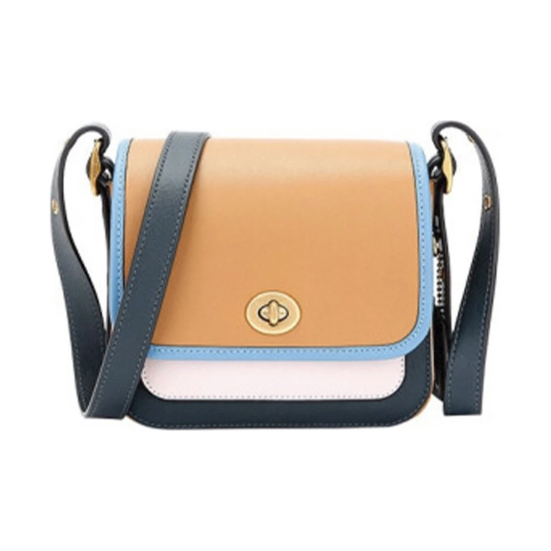 COACH蔻驰 rambler 16棕拼色女士翻盖斜挎包