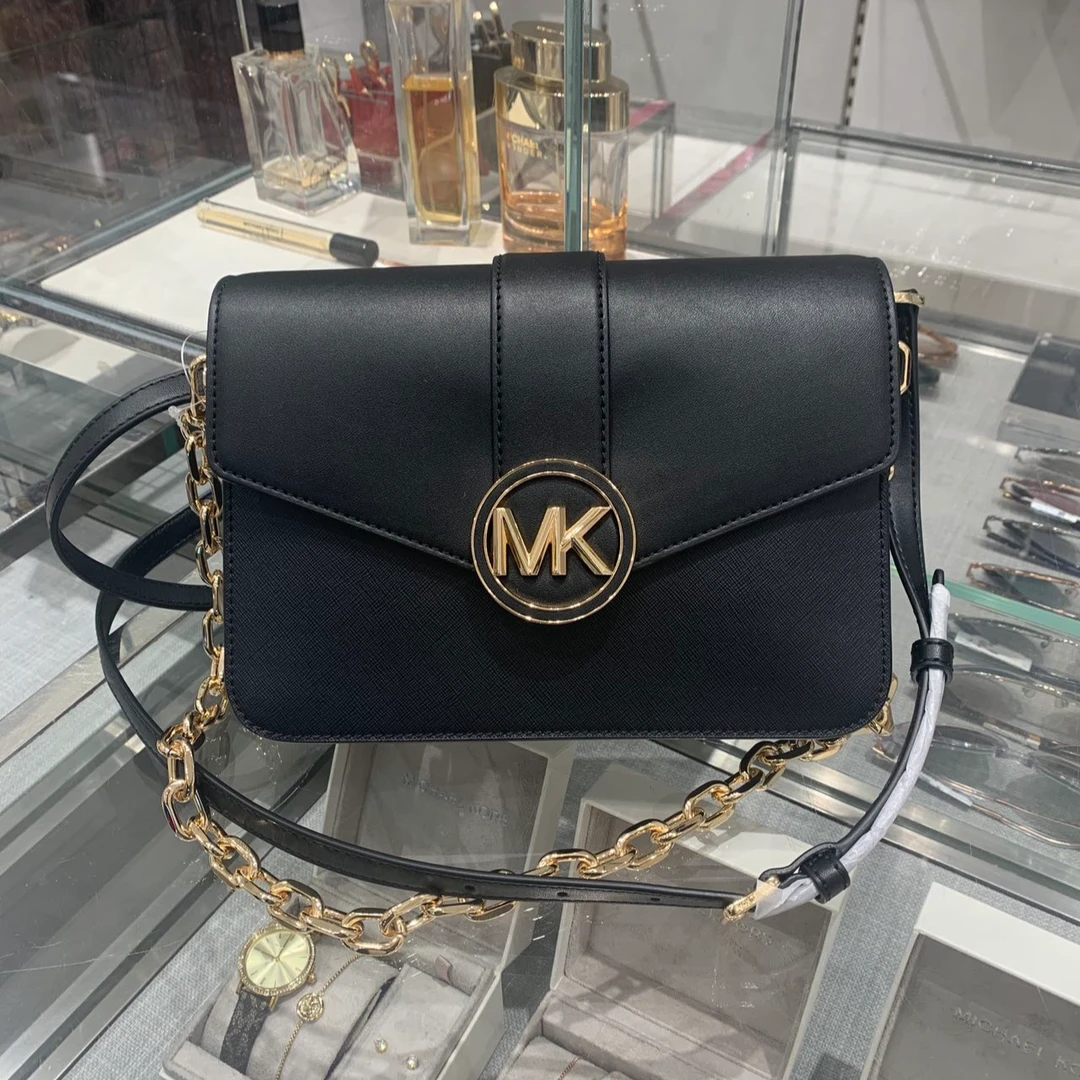 MICHAEL KORS 迈克高仕 MK CARMEN经典百搭黑色翻盖斜挎包女肩包