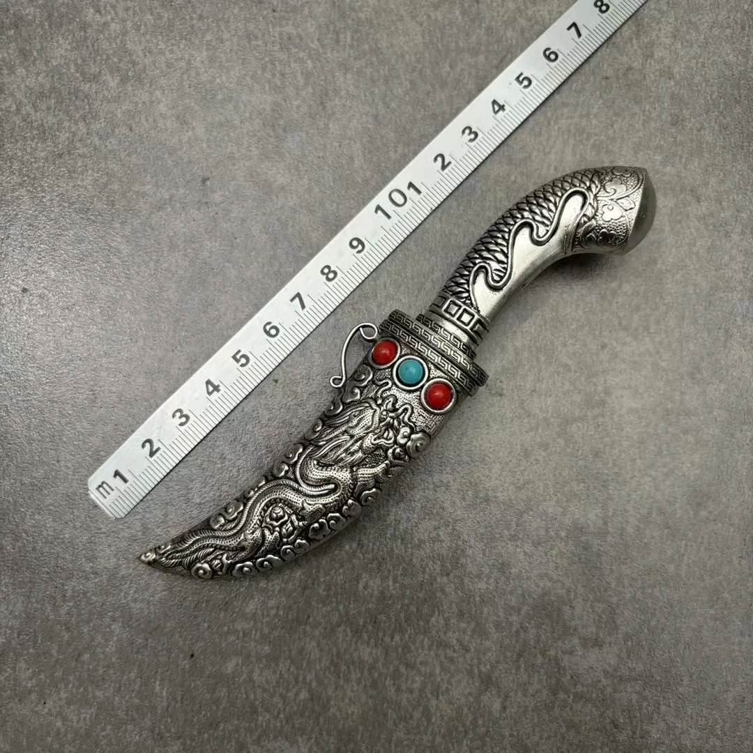 龙凤蒙古纯手工藏刀吃肉刀水果刀一体精美把玩刀户外收藏露营钓鱼