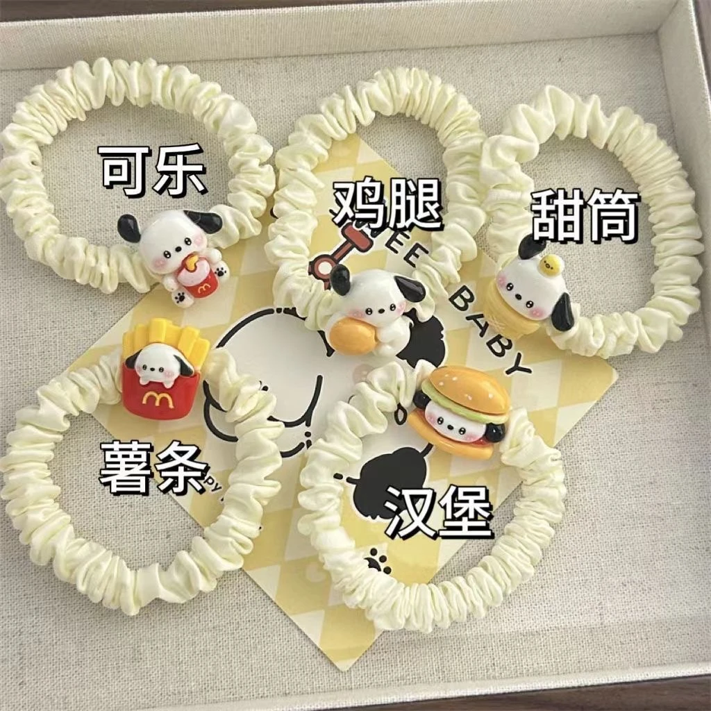可爱薯条汉堡打工帕恰狗发绳ins少女学生情侣小皮筋头饰发圈小肠