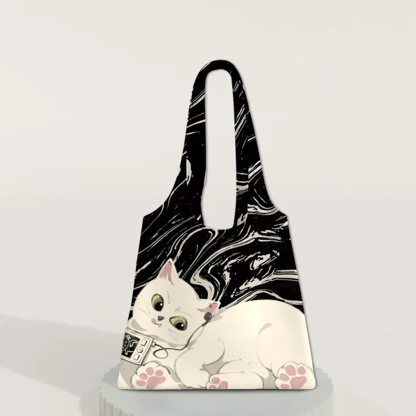 原创拽拽猫帆布包秋冬新款单肩休闲百搭学生女小众高级单肩包YKN