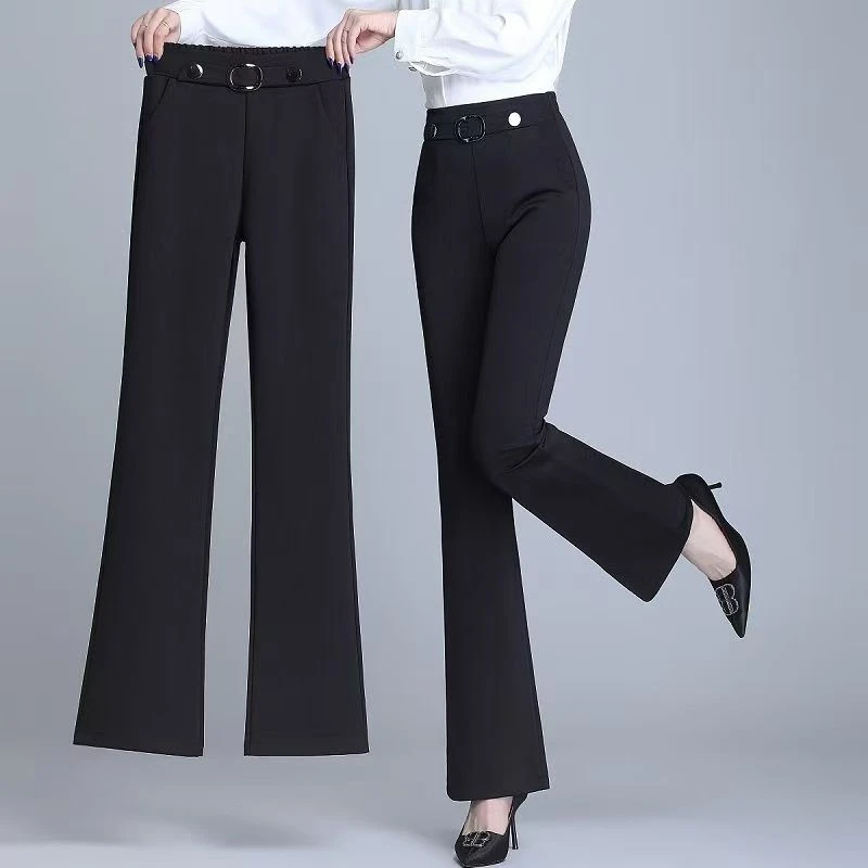 高腰微喇裤女春秋新款弹力显瘦大码直筒百搭垂感修身显腿长西装裤