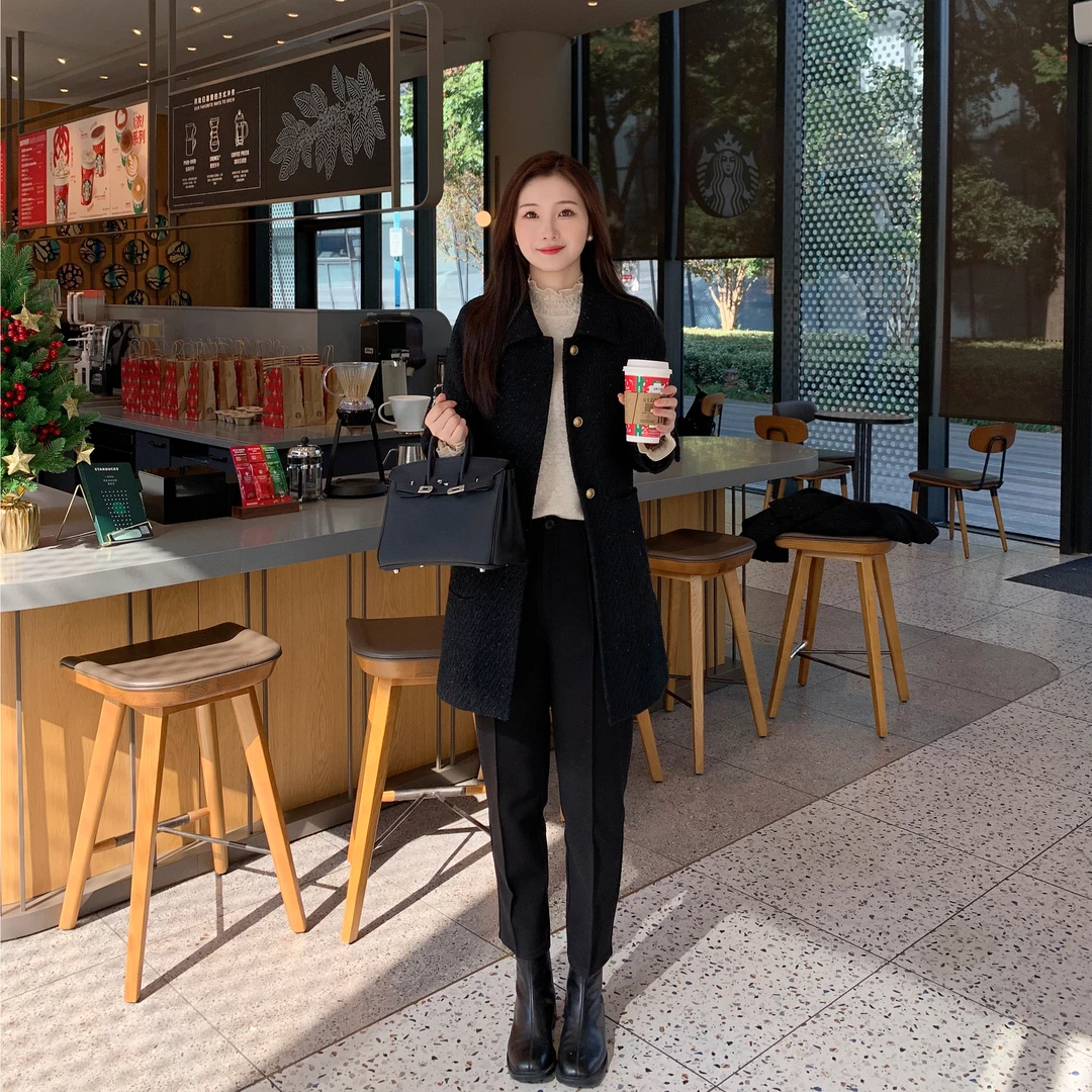 Candy Cloud清 星空 羽绒服香奶奶羊毛呢西装大衣白鸭绒YRF114/2