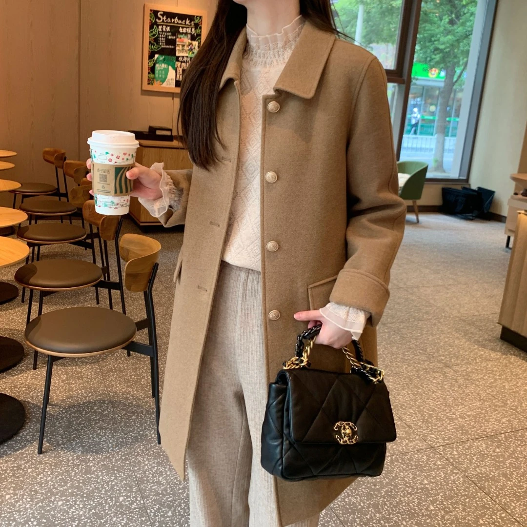 鹅绒大衣 金扣系列内里白鹅绒毛呢显瘦秋冬大衣外套羽绒服YRF83/2