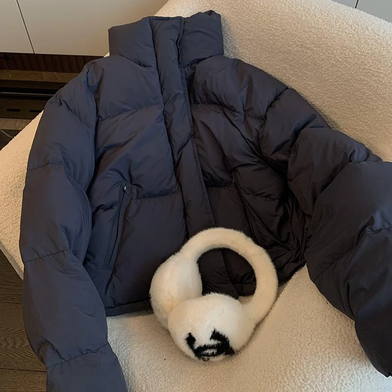 157g【冬日恋岛】三色两口袋韩系极简短款90白鸭绒羽绒服外套