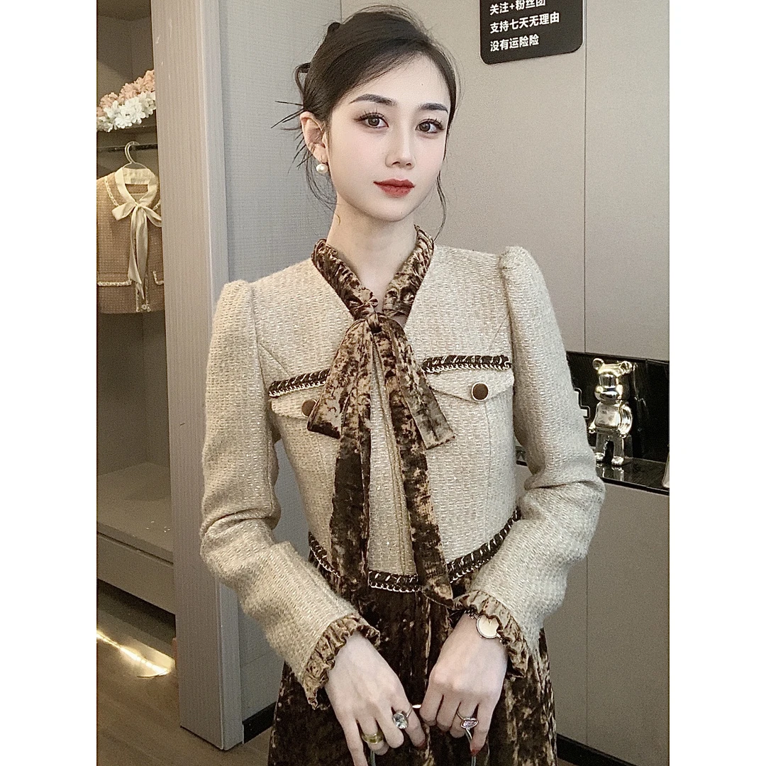 【CICI&GERTCOREL】影像诗 法式飘带木耳花边拼接连衣裙GC234L1008