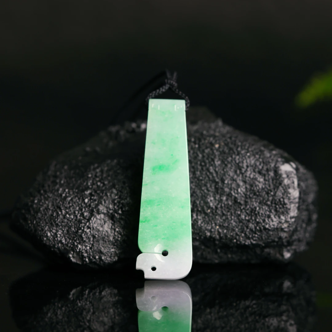 王朝阳翠语《福到》果绿翡翠极简抽象吊坠天然A货翡翠平安无事