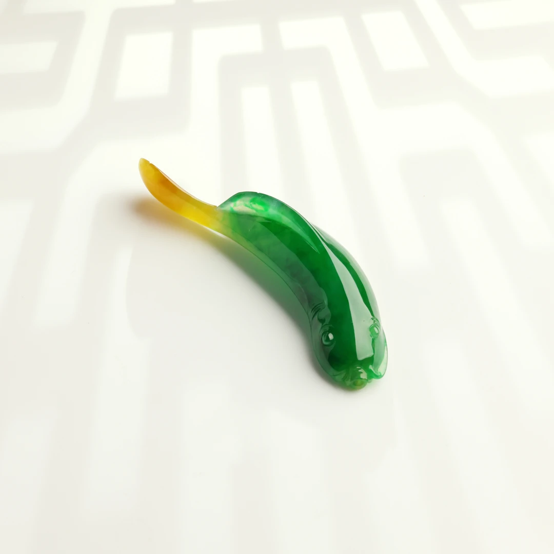 王朝阳翠语《逍遥游》黄加绿翡翠吊坠 轻奢极简天然A货翡翠
