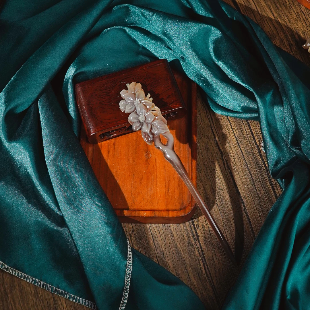 奇怪梳梳白水黑金刚发簪牛角精致盘发挽发头饰国风古风手工女中式