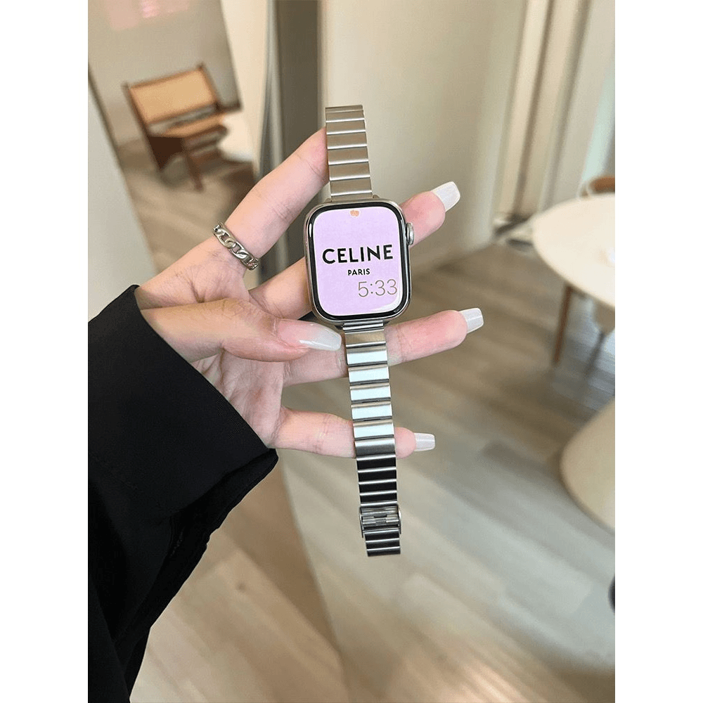 高颜值不锈钢单株适用于苹果手表带iwatch7/8男女通用华强北6/5/4