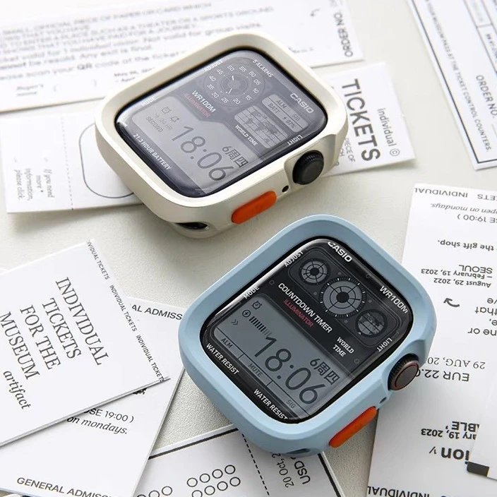 适用于苹果手表Apple watchS9保护壳包边软壳iwatch876代se磨砂感