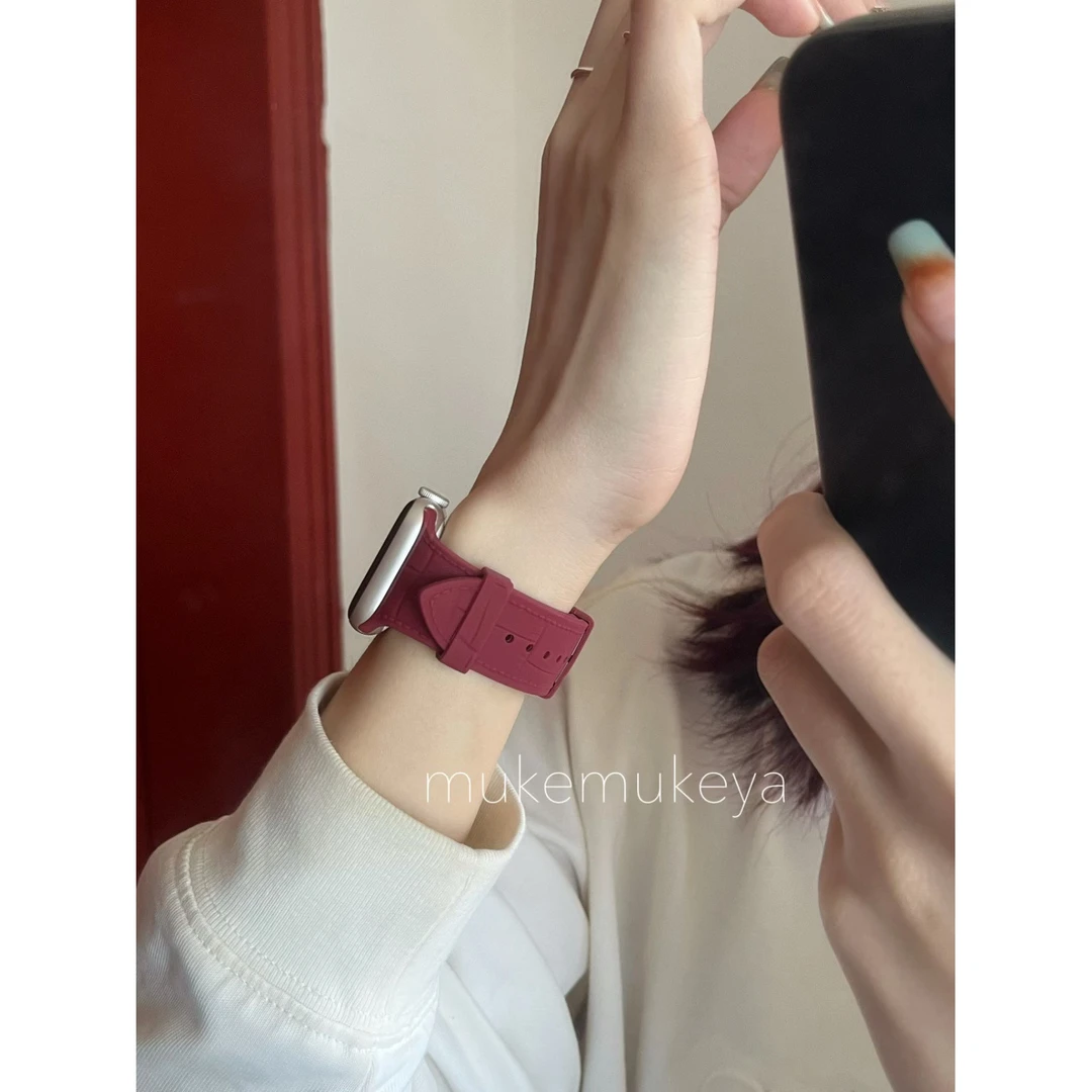 竹节纹硅胶运动创意表带适用于苹果s8/s7手表Appleiwatch876543SE