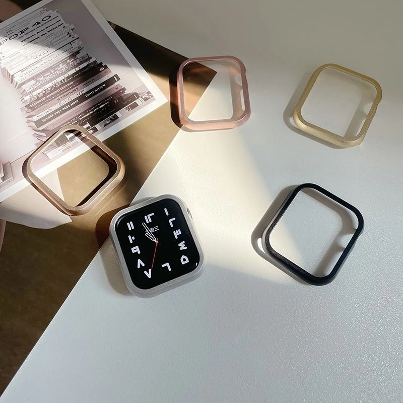适用AppleWatch 雾面 金属表壳铝合金保护壳防摔壳SE S8 S7 45 41