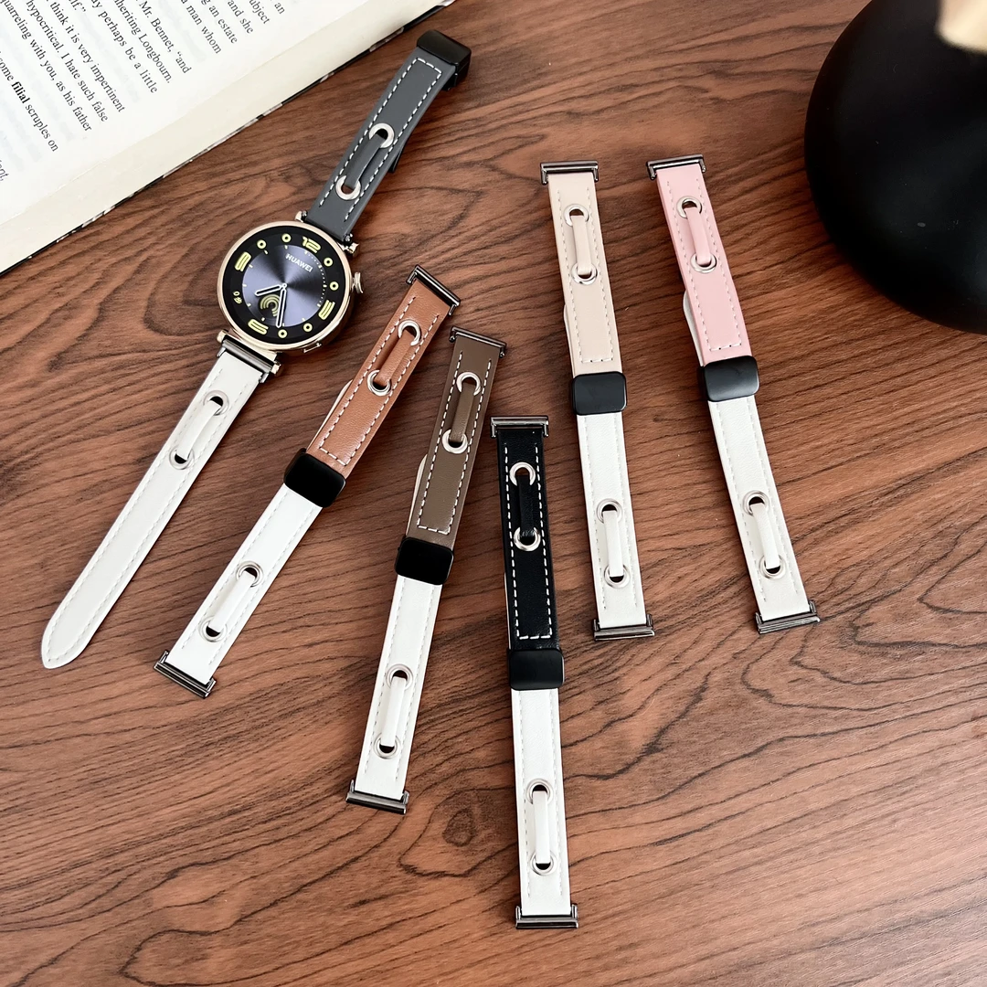 适用华为系列GT4表双排穿孔皮表带watch3pro/4pro/智能手表表带