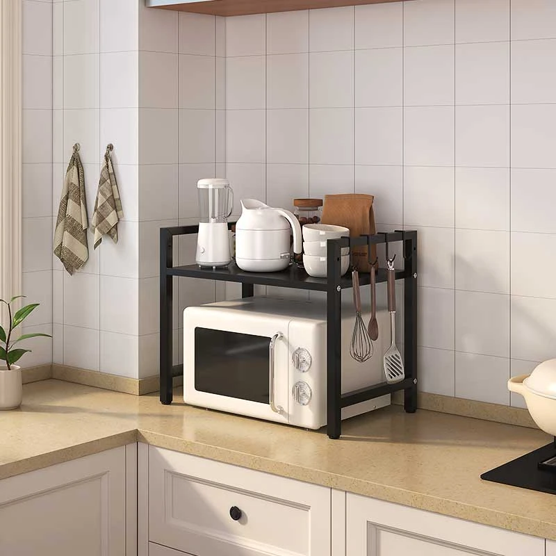 置物架可伸缩微波炉架家用台面货架厨房烤箱电饭煲锅架双层收纳架