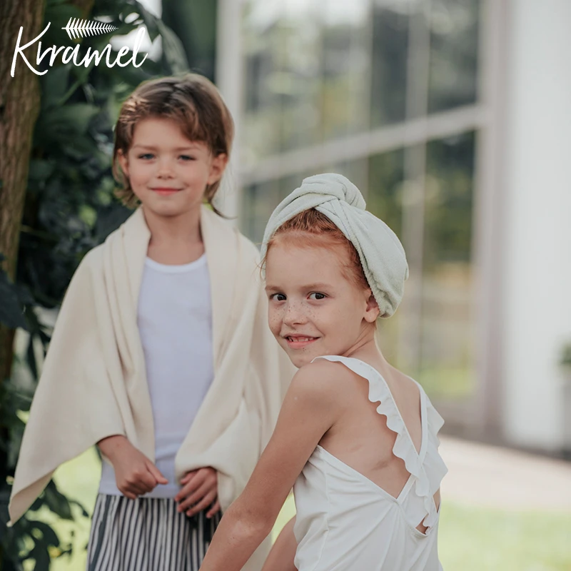 KRRAMEL儿童干发帽速干帽柔软学生宝宝女童擦头发洗澡薄款干发巾