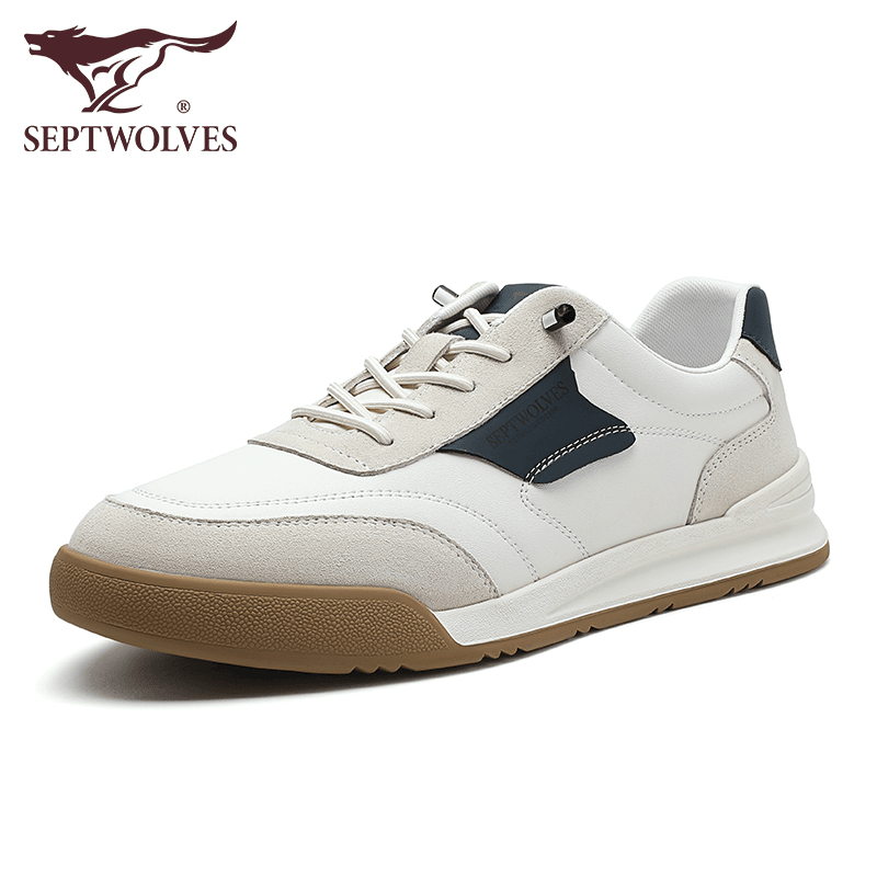 七匹狼男鞋秋季复古真皮板鞋百搭增高运动休闲鞋男士新款平板鞋男