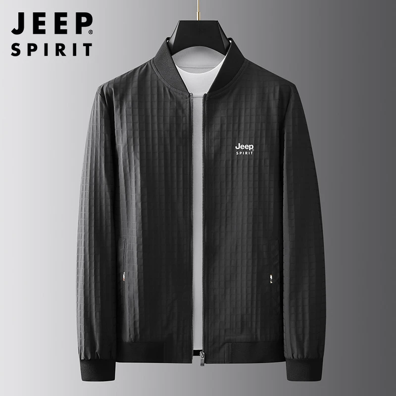 Jeep吉普春秋运动夹克男士大码宽松休闲茄克爸爸装棒球领工装外套